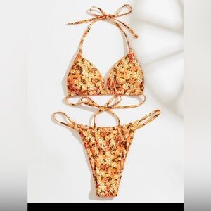 Floral Orange Bikini Set